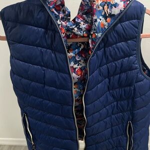 Navy Blue Puffer Vest with Floral Lining